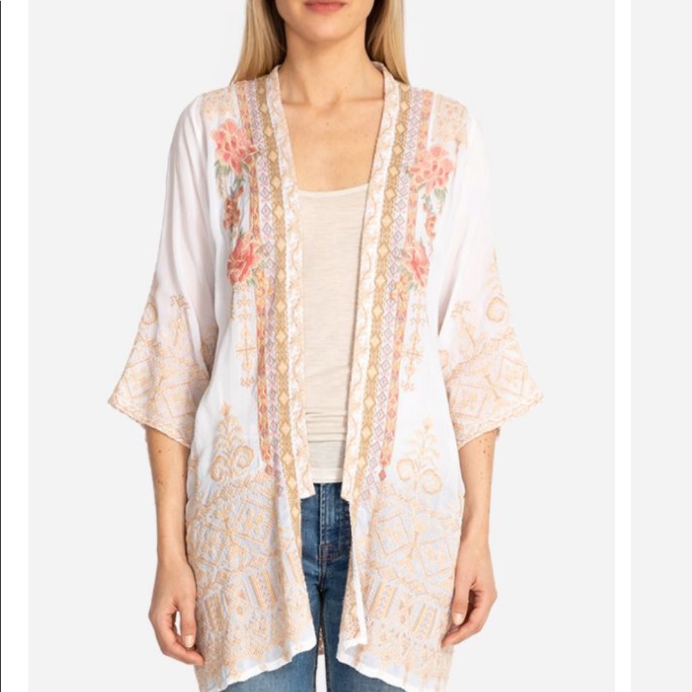 White embroidered kimono